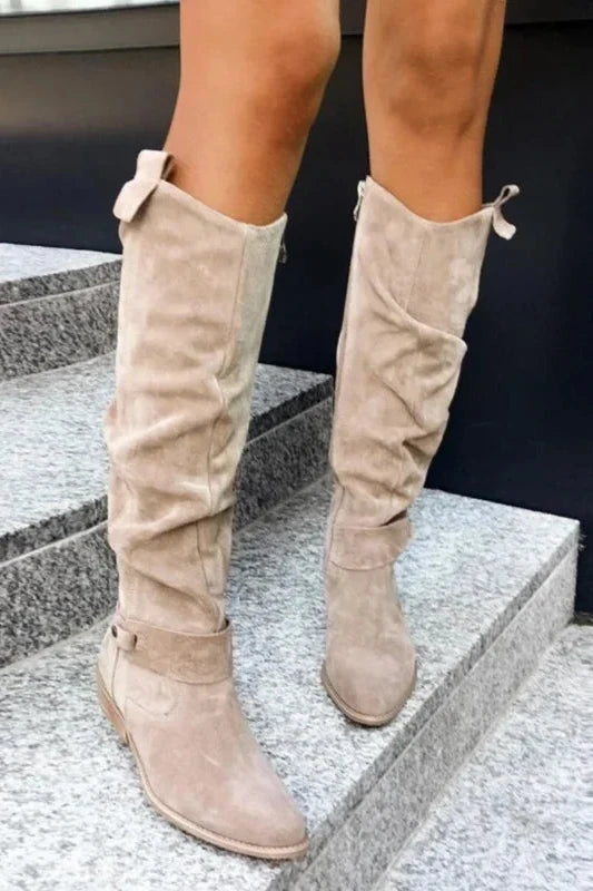 Chelsea Faux Suede Knee High Boots