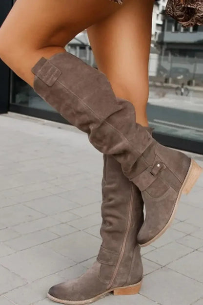 Chelsea Faux Suede Knee High Boots