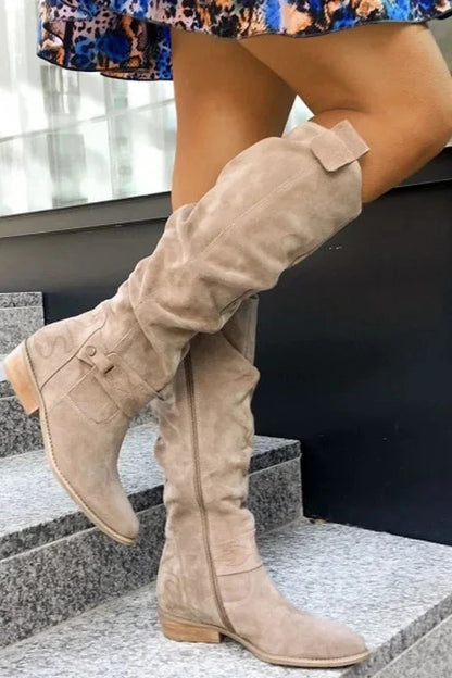 Chelsea Faux Suede Knee High Boots