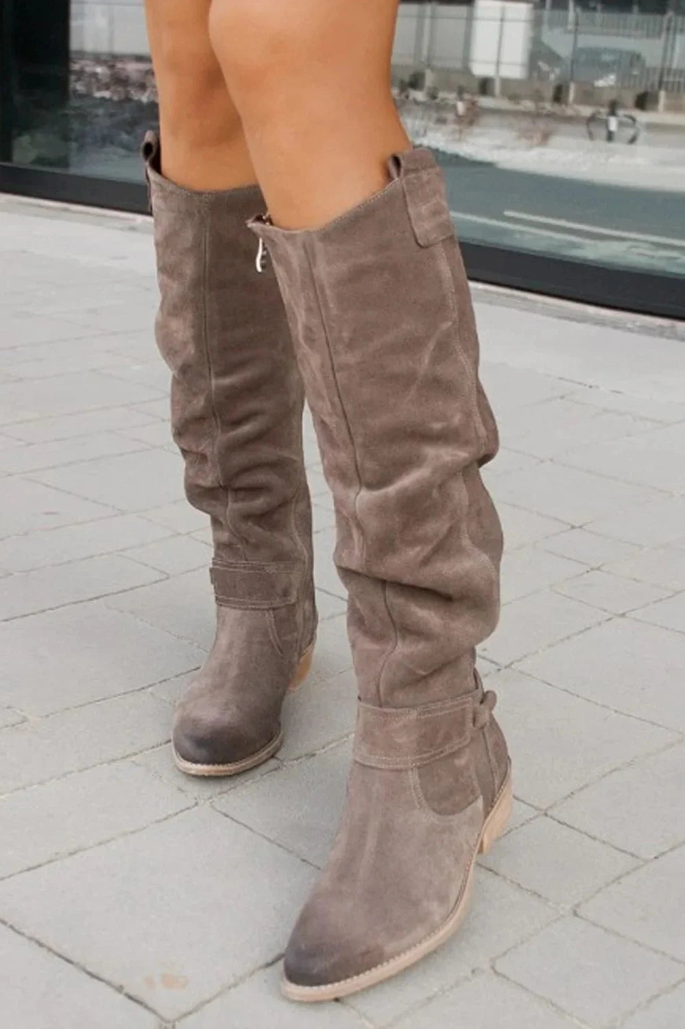 Chelsea Faux Suede Knee High Boots