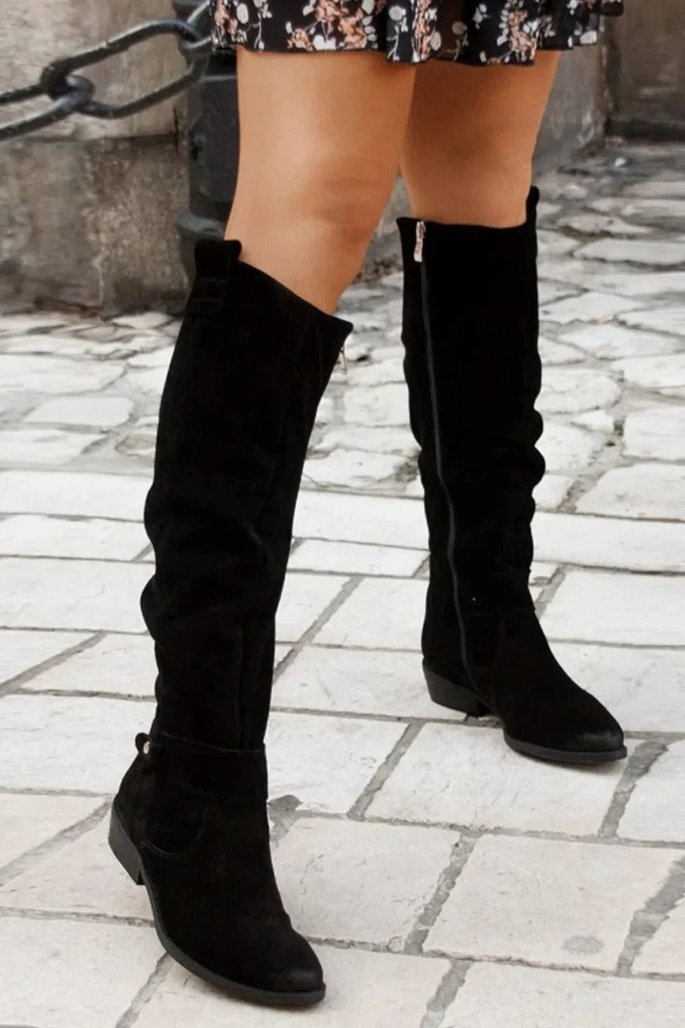 Chelsea Faux Suede Knee High Boots